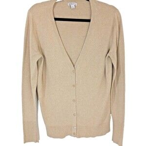 Merona Women’s Button Down Long Sleeve V-neck Cardigan Cotton Work Wear Size L